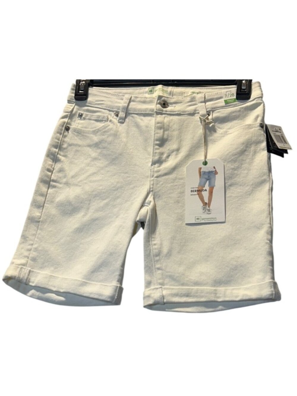 Celebrity Pink Womens Size 7/28 Mid-Rise Bermuda Shorts White Denim Sustainable